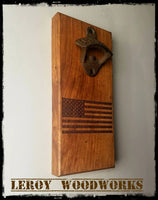 MAGNETIC Bottle Opener - Wall Mounted Bottle Opener - American Flag - USA Flag - Magnetic - Laser Engraved