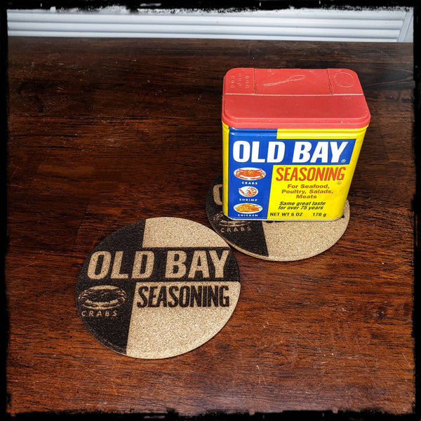 Old Bay Seasoning Cork Coasters - laser engraved - bar - gift - beer