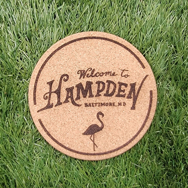 Hampden Baltimore Maryland Cork Coasters, Laser Engraved, Custom, Man Cave, Personalized, Beer (set of 4)