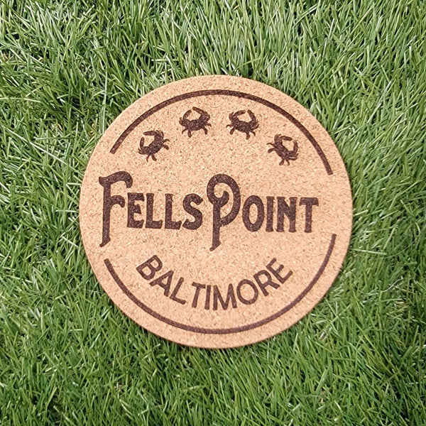 Fells Point Baltimore Maryland Cork Coasters, Laser Engraved, Custom, Man Cave, Personalized, Beer (set of 4)