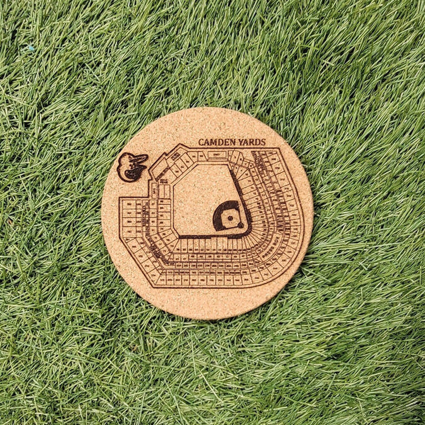 Baltimore Baseball Stadium Cork Coasters, Laser Engraved, Custom, Man Cave, Personalized, Beer (set of 4)