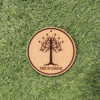 Tree of Gondor Cork Coasters, Lotr, Laser Engraved, Custom, Man Cave, Personalized, Beer (set of 4)