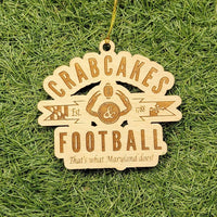 Crabcakes and Football Ornament - Laser Cut - Wooden - Christmas - MADE IN BALTIMORE