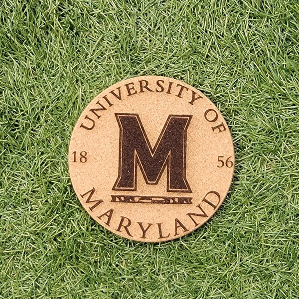 University of Maryland UMD Cork Coasters, Laser Engraved, Custom, Man Cave, Personalized, Beer (set of 4)