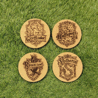 Harry Potter Houses Cork Coasters, Laser Engraved, Custom, Man Cave, Personalized, Beer (set of 4)