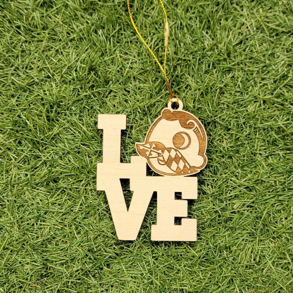 Love Natty Boh Ornament - Laser Cut - Wooden - Christmas - MADE IN BALTIMORE